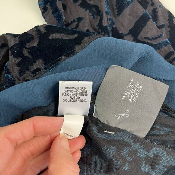 Simply Vera Wang Burnout Velvet Top Sz XL Teal Black Whimsigoth Fairy Grunge - Picture 12 of 12